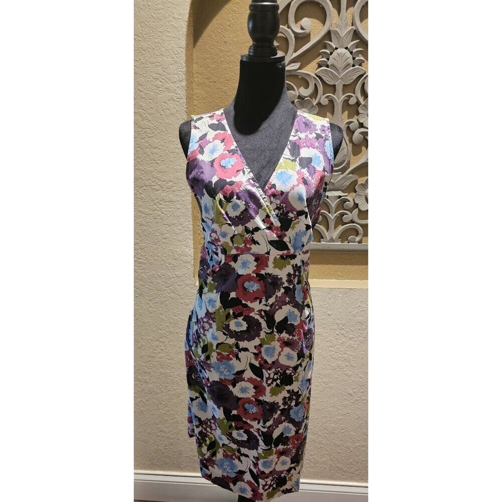 Bass Heritage Collection Size 8 Y2K Floral Wrap Style Sheath Dress  1970's